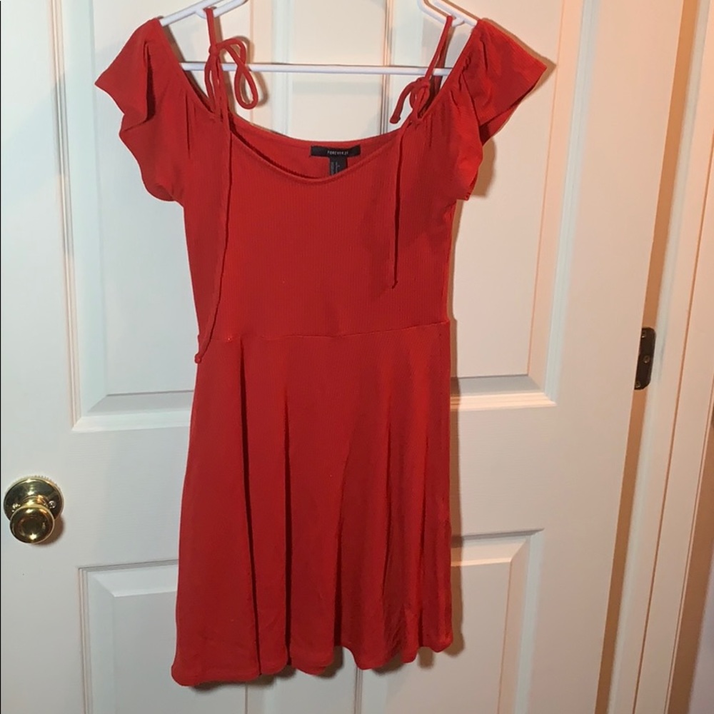 Size S Forever 21 Red Cold Shoulder Dress